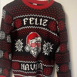 Size 14/16 Holiday Time Red and Black Santa Sweater